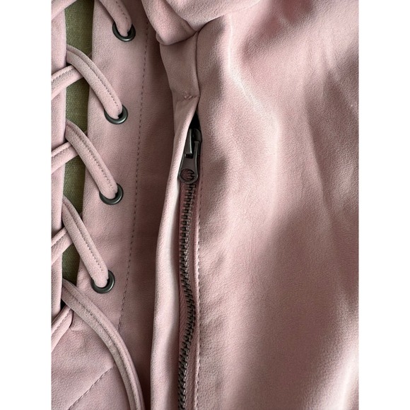 Free People Faux Suede Rose Pink Mini Dress Medium Lace‎ Up Accent Boho Chic - Picture 14 of 16